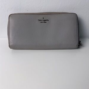 Kate Spade New York Gray Leather Zip Around Wallet Long Continental Organizer